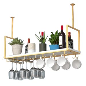 Ceiling Hanging Bar Unit Wine Rack Wine Glass Holder for Bar Cellar Restaurant Ceiling Hanging Shelf Pot Rack Kitchen Pan Rack Cookware Hanger Storage Shelving Flower Stand (Size : 100x30x60cm)