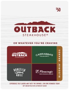 outback steakhouse multibrand restaurant gift card $50