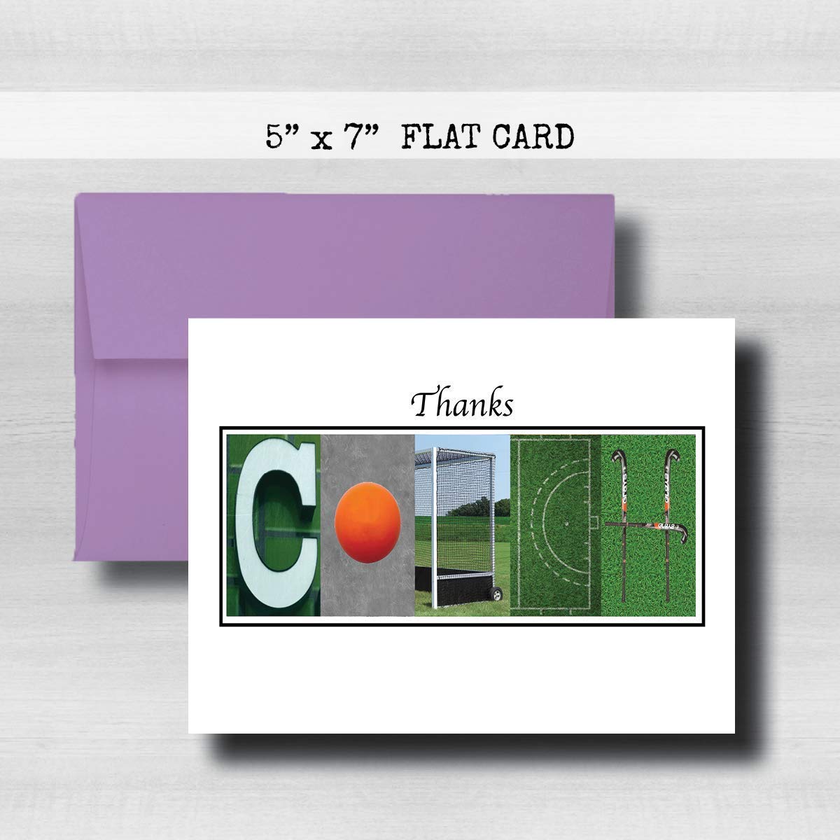 Personalized Field Hockey Coach Thank You Card, 5"x 7" FLAT CARD, Greeting Cards