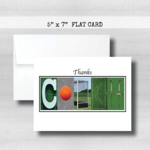 Personalized Field Hockey Coach Thank You Card, 5"x 7" FLAT CARD, Greeting Cards