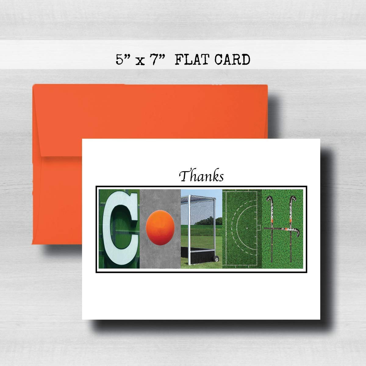 Personalized Field Hockey Coach Thank You Card, 5"x 7" FLAT CARD, Greeting Cards