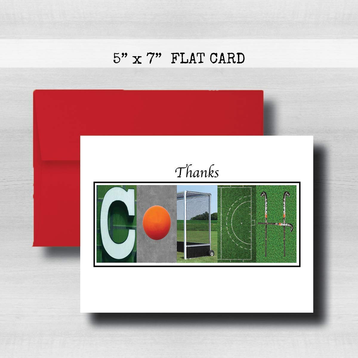 Personalized Field Hockey Coach Thank You Card, 5"x 7" FLAT CARD, Greeting Cards