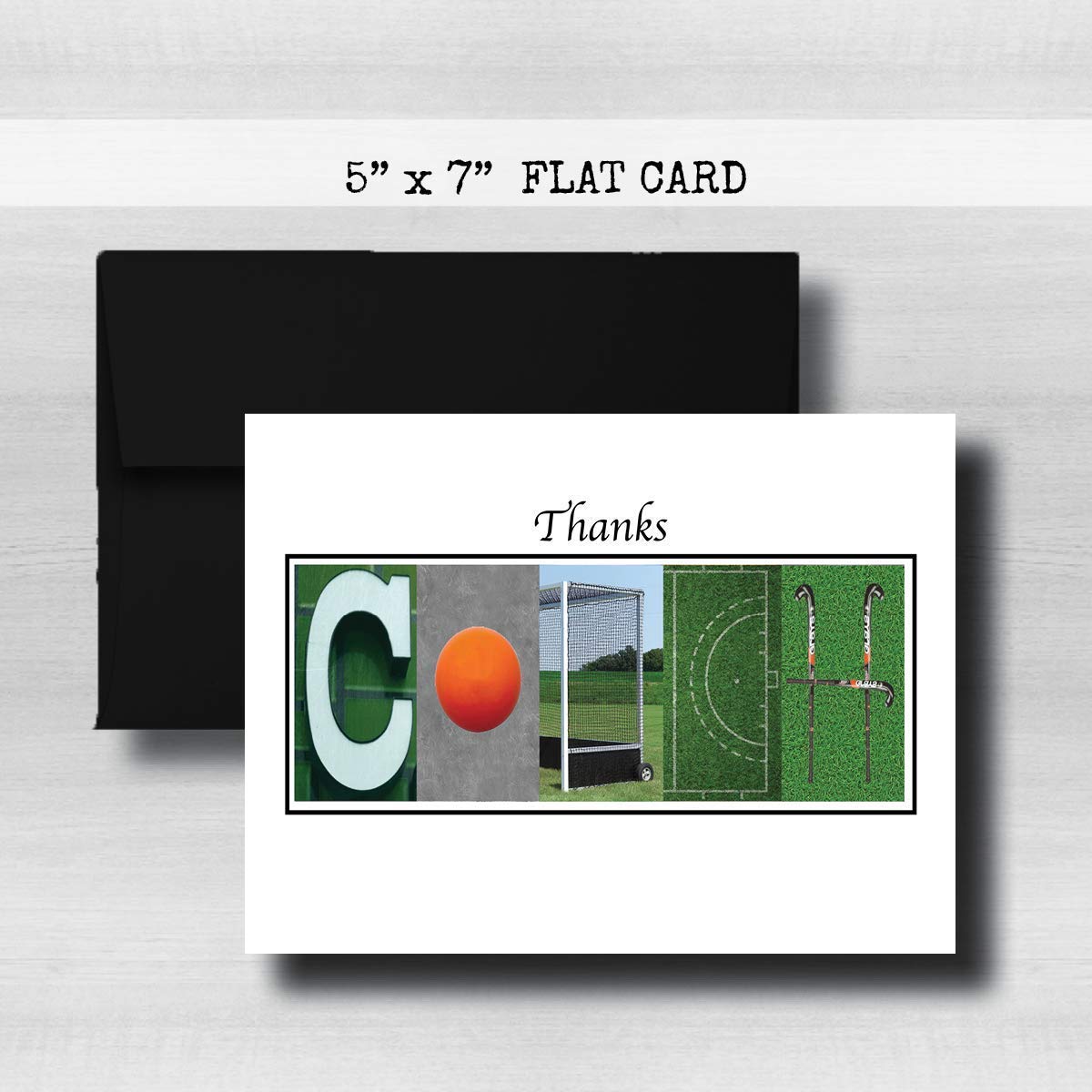 Personalized Field Hockey Coach Thank You Card, 5"x 7" FLAT CARD, Greeting Cards