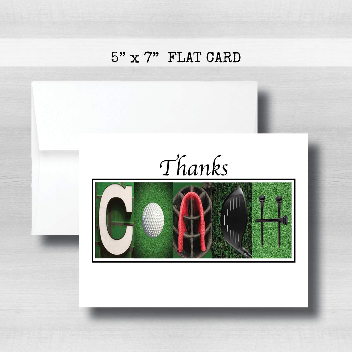 Personalized Golf Coach Thank You Card, 5"x 7" FLAT CARD, Greeting Cards