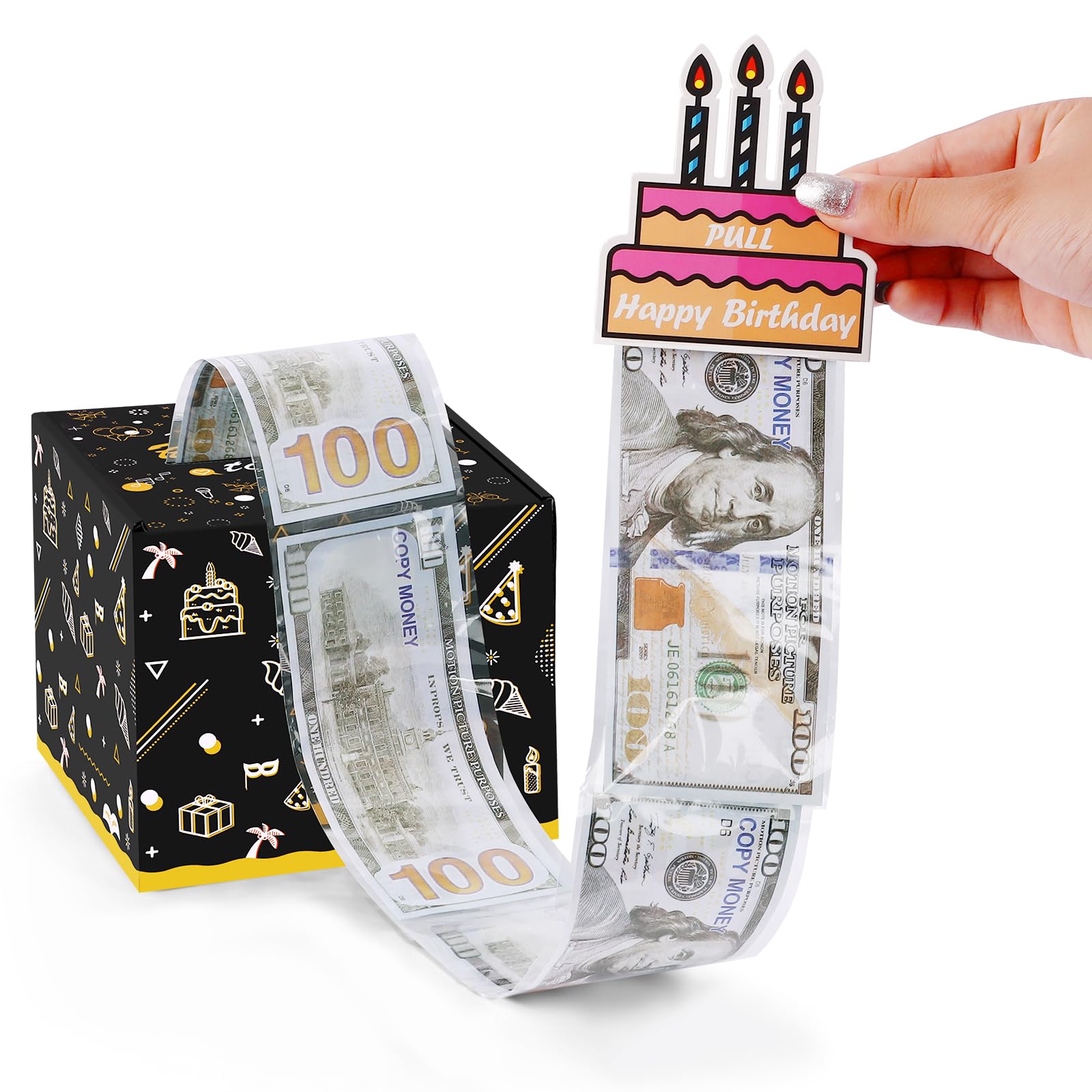 Birthday Money Box for Cash Gift Pull, Funny Money Gift Boxes for Cash, Pull Money Box Happy Birthday Surprise Set, Birthday Gifts for Women Men Best Friend Girlfriend Wife Sister