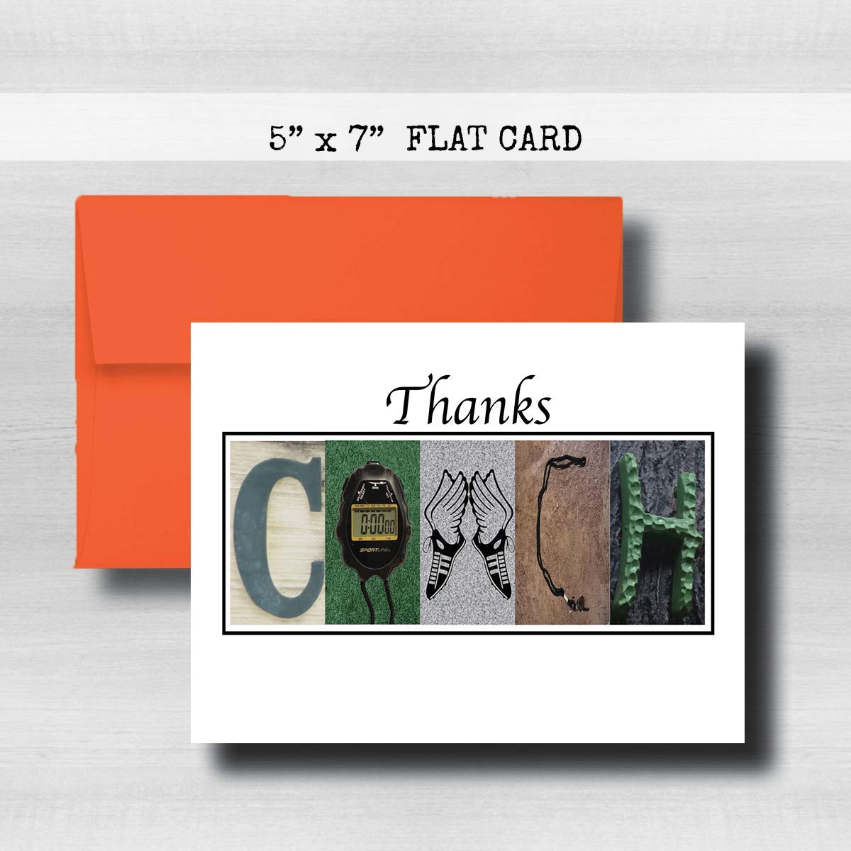 Personalized Cross Country Coach Thank You Card, 5"x 7" FLAT CARD, Greeting Cards