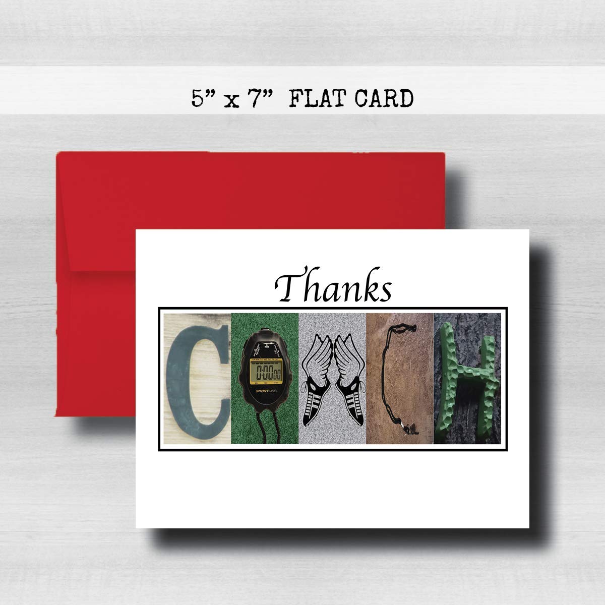 Personalized Cross Country Coach Thank You Card, 5"x 7" FLAT CARD, Greeting Cards