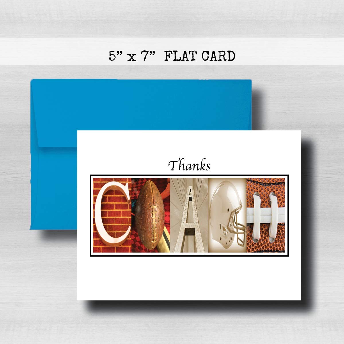 Personalized Football Coach Thank You Card, 5"x 7" Flat Card, Greeting Cards