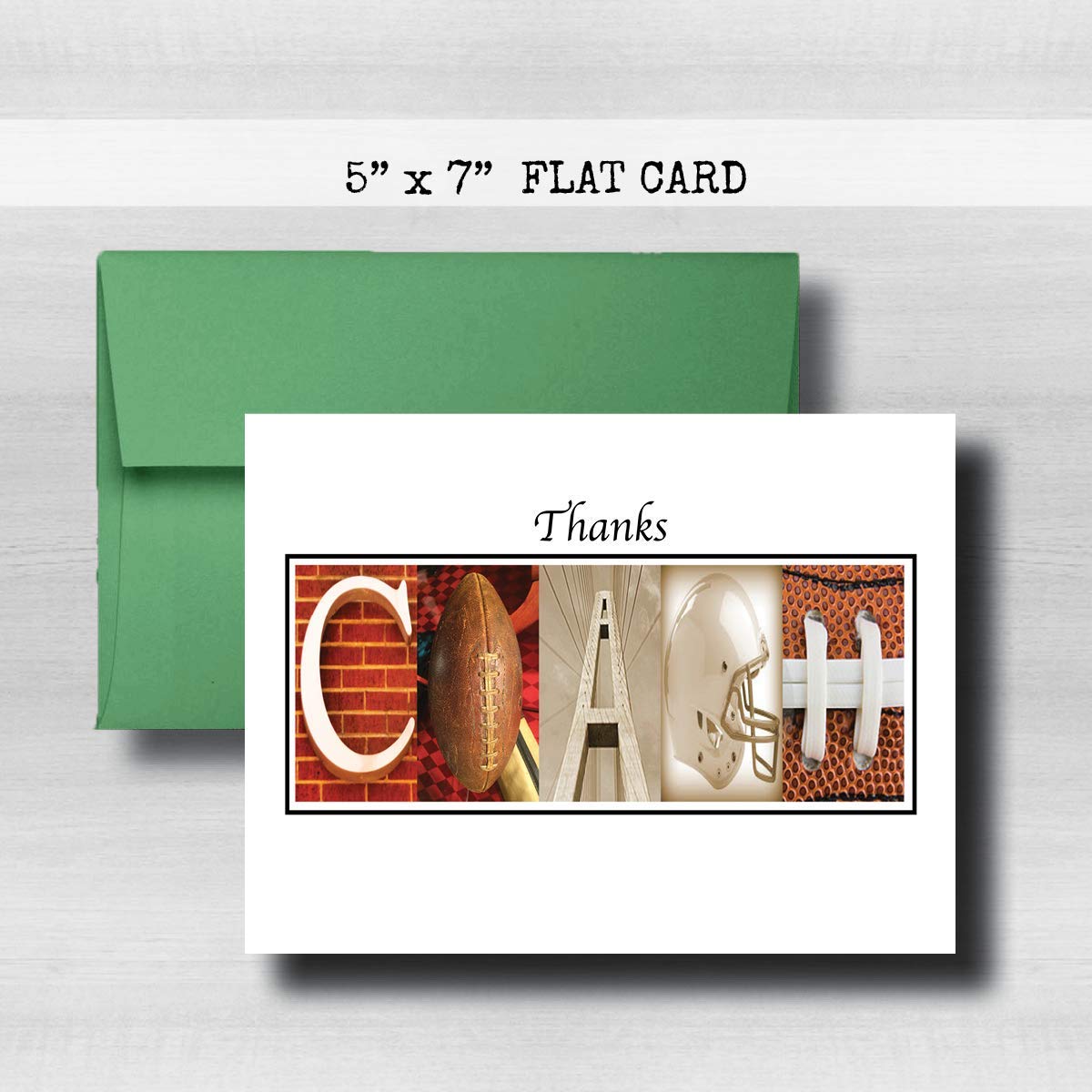 Personalized Football Coach Thank You Card, 5"x 7" Flat Card, Greeting Cards