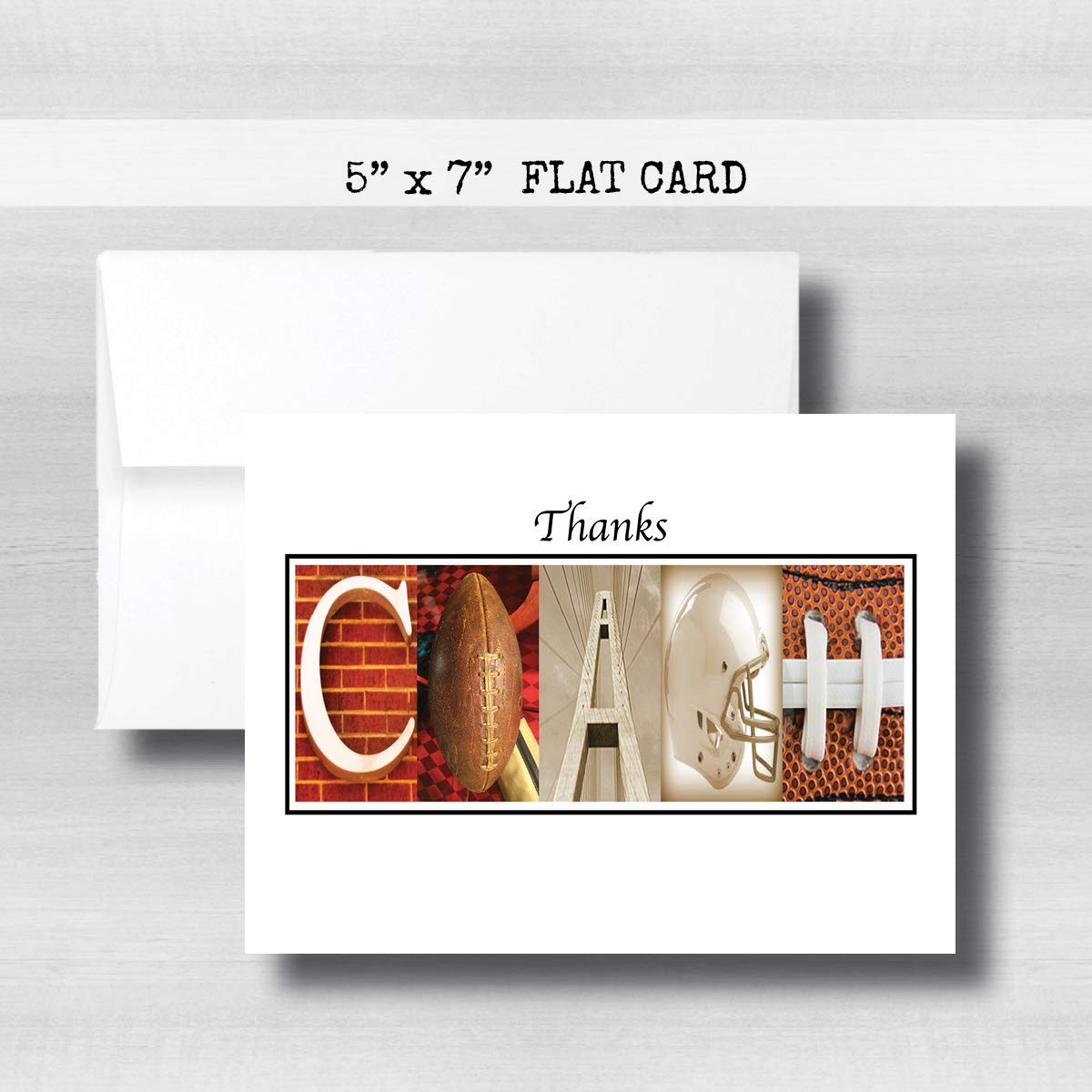 Personalized Football Coach Thank You Card, 5"x 7" Flat Card, Greeting Cards