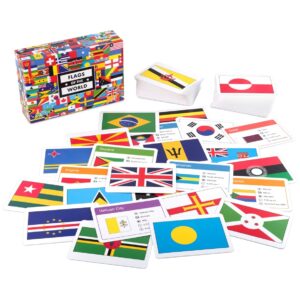 Little Wigwam Flags of The World Flash Cards - Set of 216 Flags + Country Information