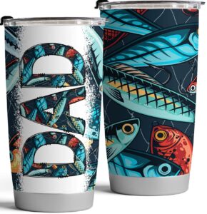 fancyfams - fishing gifts for dad - 20oz stainless steel tumbler, fathers day gift, birthday, dad gifts from daughter, son, dad tumbler, 30th, 40th, 50th, 60th (fisherman dad)
