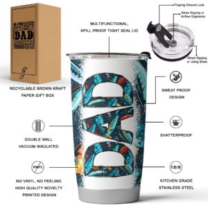 Fancyfams - Fishing Gifts For Dad - 20oz Stainless Steel Tumbler, Fathers Day Gift, Birthday, Dad Gifts From Daughter, Son, Dad Tumbler, 30th, 40th, 50th, 60th (Fisherman Dad)