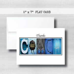 Personalized Swimming Coach Thank You Card, 5"x 7" FOLDED CARD, Greeting Cards