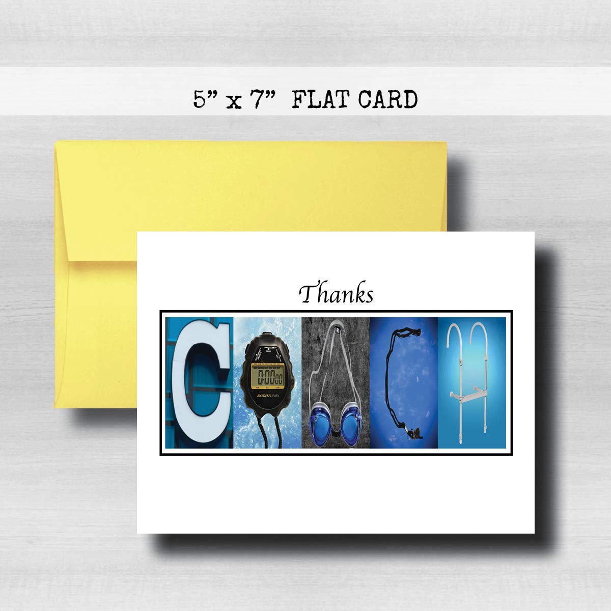 Personalized Swimming Coach Thank You Card, 5"x 7" FOLDED CARD, Greeting Cards