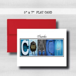 Personalized Swimming Coach Thank You Card, 5"x 7" FOLDED CARD, Greeting Cards