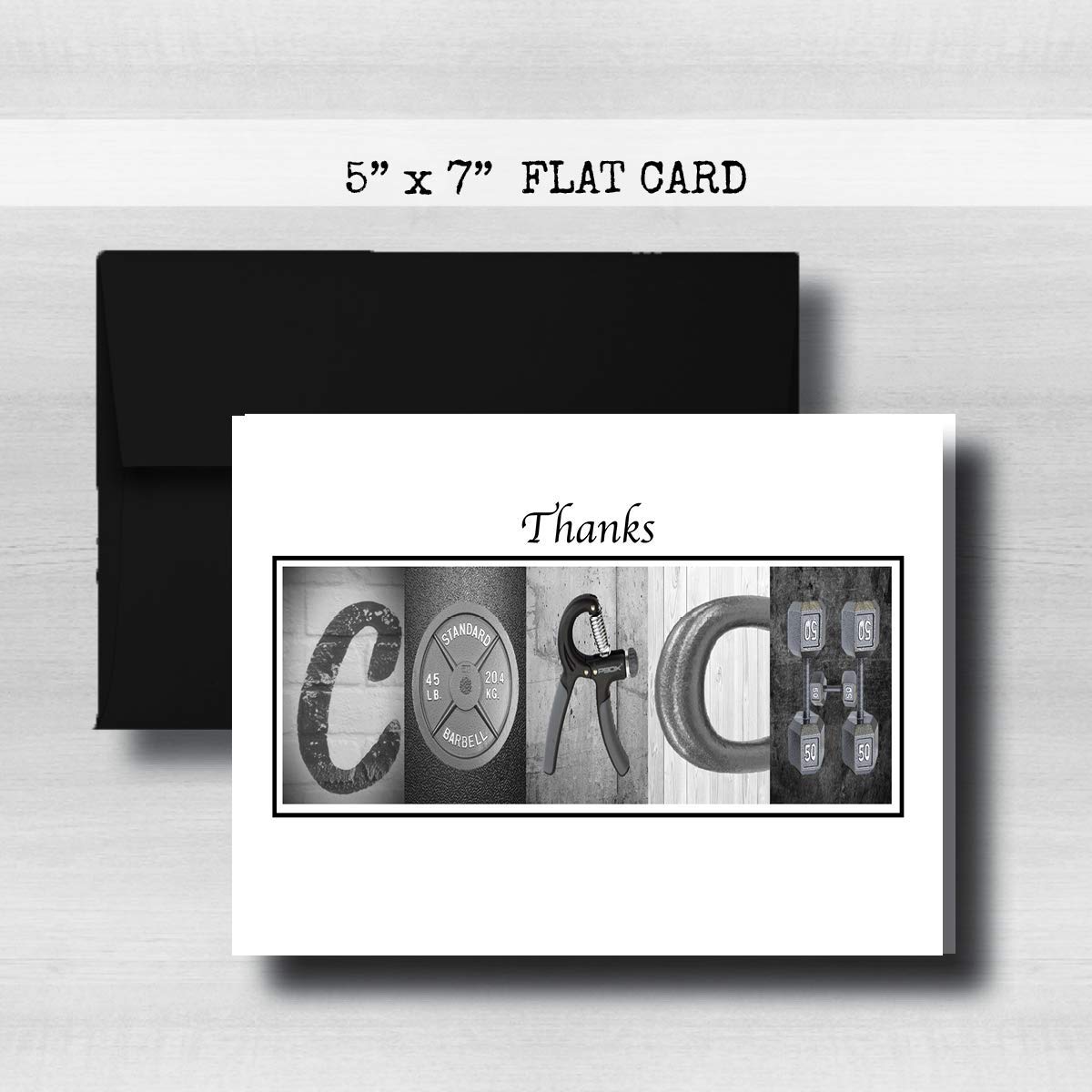 Personalized Weightlifting Coach Thank You Card, 5"x 7" FLAT CARD, Greeting Cards