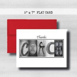 Personalized Weightlifting Coach Thank You Card, 5"x 7" FLAT CARD, Greeting Cards