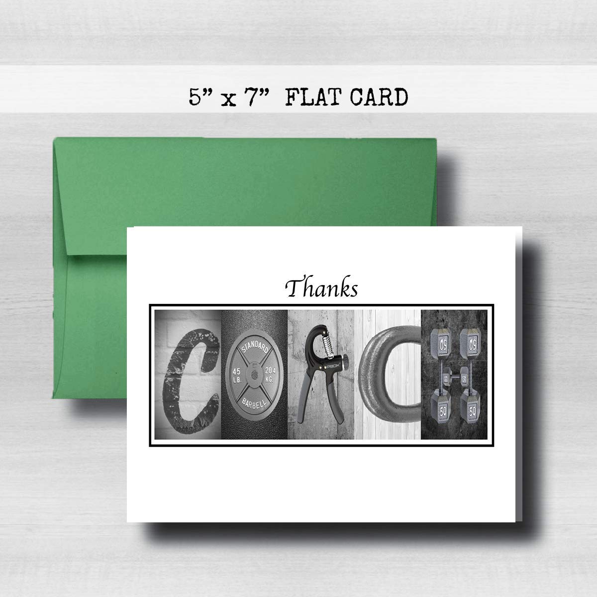 Personalized Weightlifting Coach Thank You Card, 5"x 7" FLAT CARD, Greeting Cards