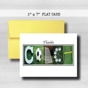 Personalized Soccer Coach Thank You Card, 5"x 7" FLAT CARD, Greeting Cards, Letter Art