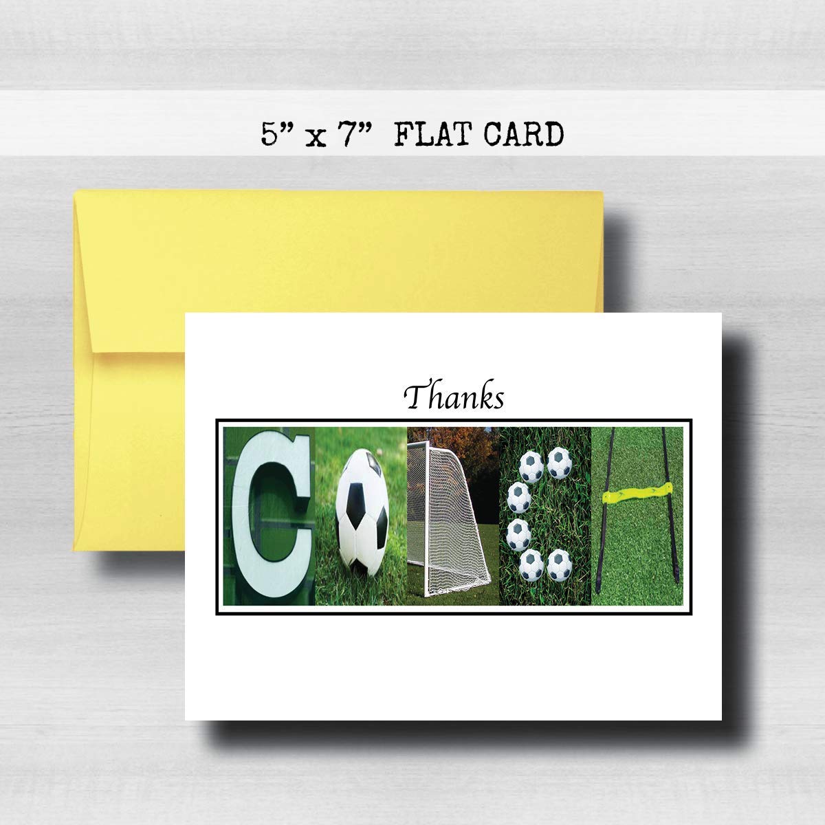 Personalized Soccer Coach Thank You Card, 5"x 7" FLAT CARD, Greeting Cards, Letter Art