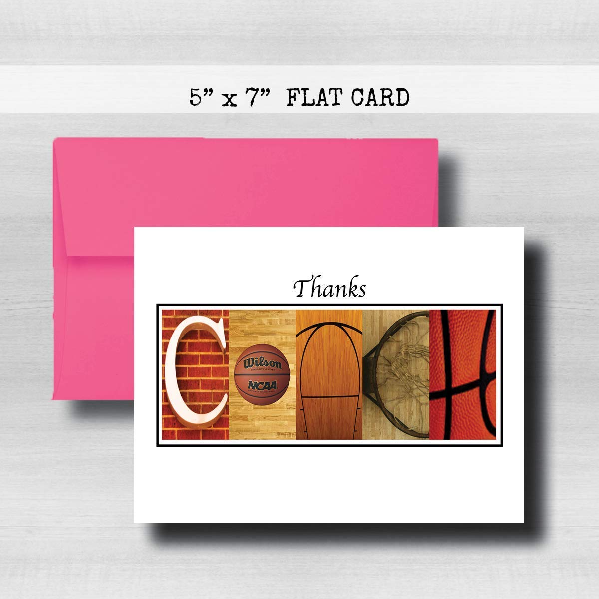 Personalized Basketball Coach Thank You Card, 5"x 7" FLAT CARD, Greeting Cards