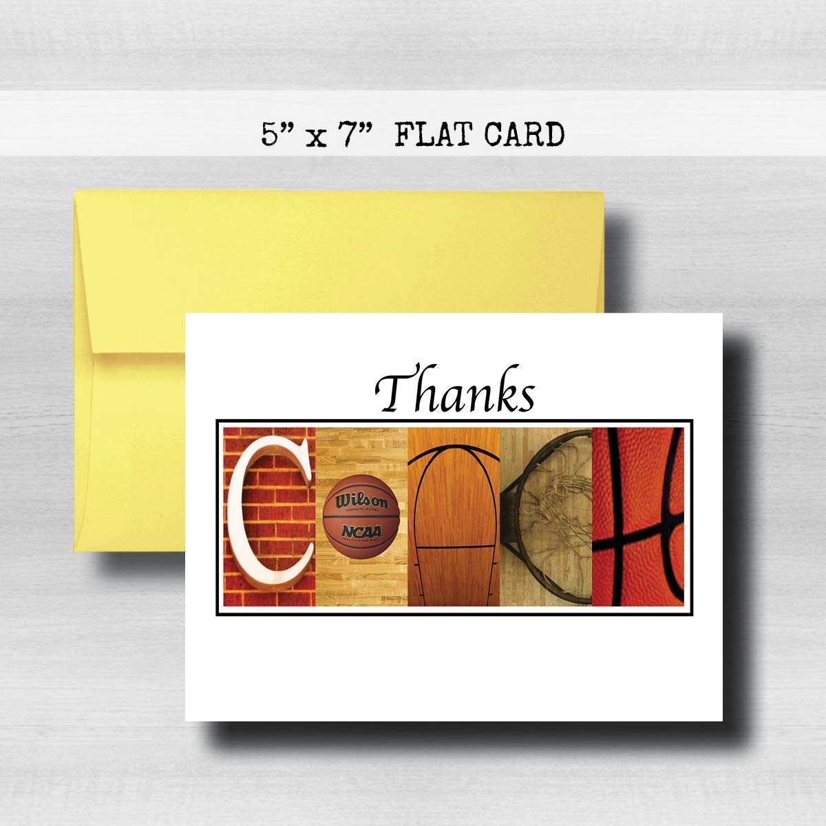 Personalized Basketball Coach Thank You Card, 5"x 7" FLAT CARD, Greeting Cards