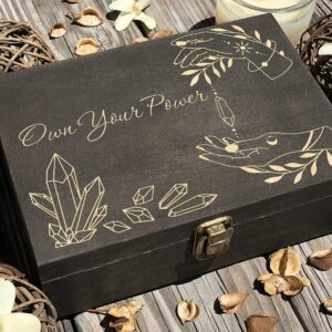 Own Your Power Box, 8.5 x 6 x 3 in, Crystal box, Engraved Box, Wooden Box, Crystal Mystery Box, Crystal Gift Box, Keepsake Box, Treasure Box, Astrology Gifts, Tarot Card Box, Storage Box, Witch Box