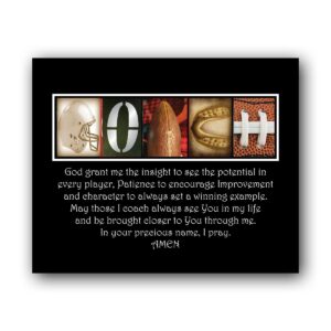 football coaches prayer gift, football gift for coach, 8x10 print on photo paper