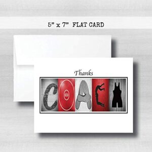 Personalized Wrestling Red Coach Thank You Card, 5"x 7" FLAT CARD, Greeting Cards