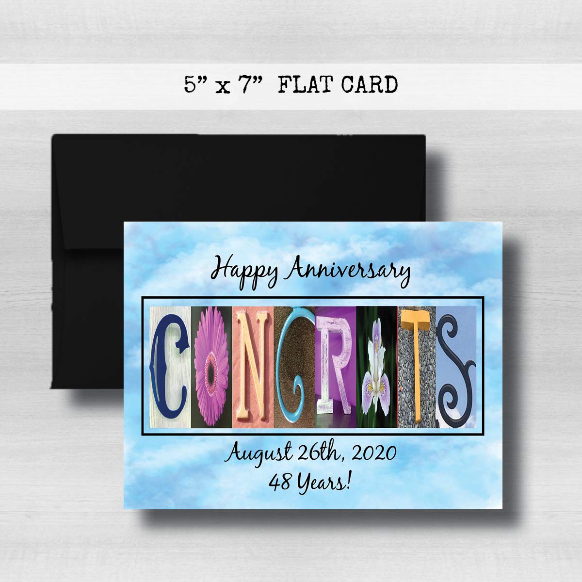 Congrats Wedding, Wedding Engagement Couple Gift, Floral Letter Art,Personalized Anniversary Card