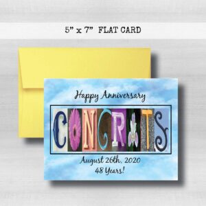 Congrats Wedding, Wedding Engagement Couple Gift, Floral Letter Art,Personalized Anniversary Card