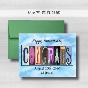 Congrats Wedding, Wedding Engagement Couple Gift, Floral Letter Art,Personalized Anniversary Card