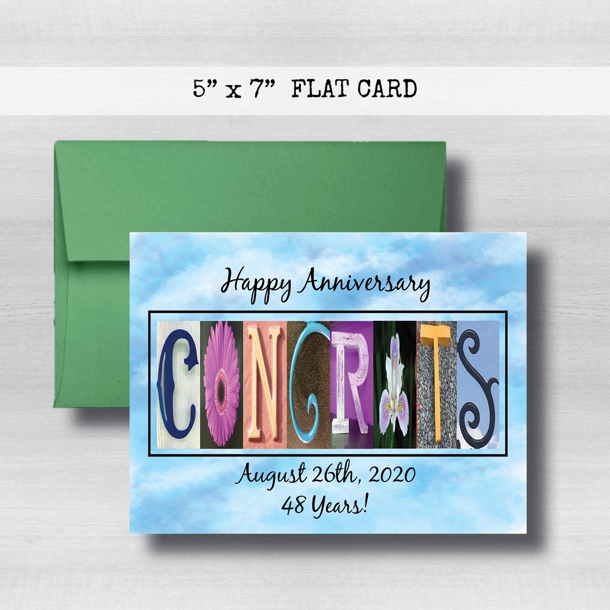 Congrats Wedding, Wedding Engagement Couple Gift, Floral Letter Art,Personalized Anniversary Card