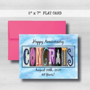 Congrats Wedding, Wedding Engagement Couple Gift, Floral Letter Art,Personalized Anniversary Card