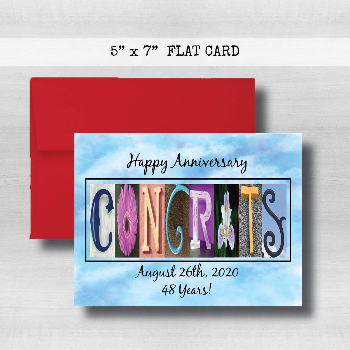 Congrats Wedding, Wedding Engagement Couple Gift, Floral Letter Art,Personalized Anniversary Card