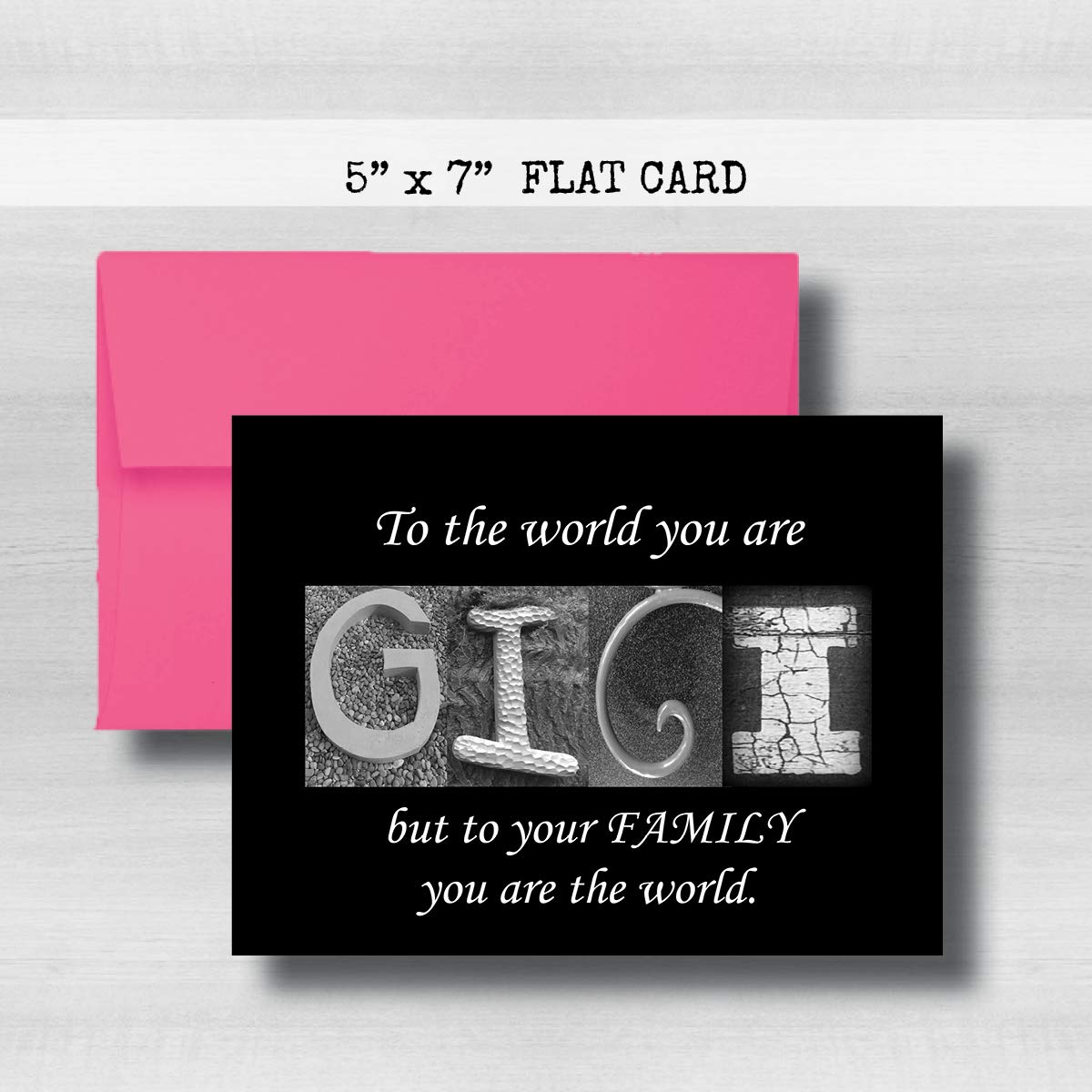 GIGI Card, 5" x 7" FLAT CARD Mother's Day Cards, To the world you are GIGI but to your family you are the world, Godmother