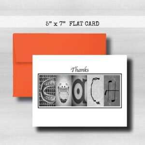 Personalized Hockey Black and White Coach Thank You Card, 5"x 7" FLAT CARD, Greeting Cards