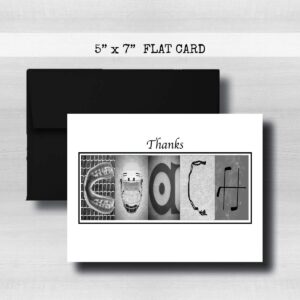 Personalized Hockey Black and White Coach Thank You Card, 5"x 7" FLAT CARD, Greeting Cards