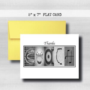 Personalized Hockey Black and White Coach Thank You Card, 5"x 7" FLAT CARD, Greeting Cards