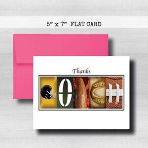 Personalized Football Coach Thank You Card, 5"x 7" Flat Card, Greeting Cards