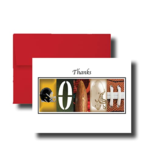 Personalized Football Coach Thank You Card, 5"x 7" Flat Card, Greeting Cards