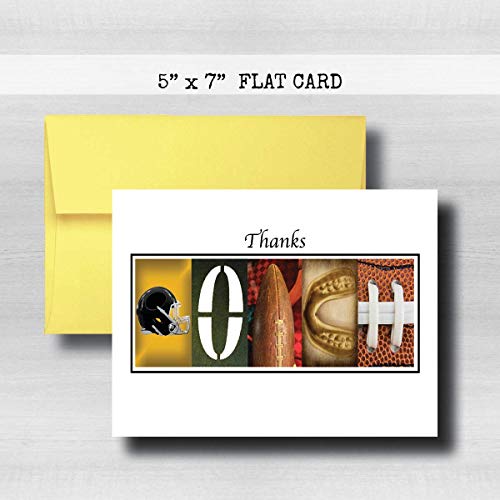 Personalized Football Coach Thank You Card, 5"x 7" Flat Card, Greeting Cards