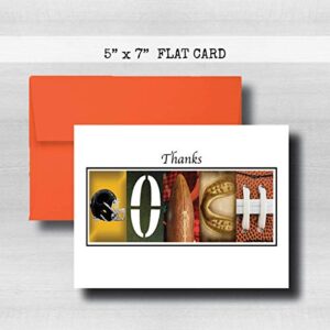 Personalized Football Coach Thank You Card, 5"x 7" Flat Card, Greeting Cards