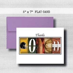 Personalized Football Coach Thank You Card, 5"x 7" Flat Card, Greeting Cards