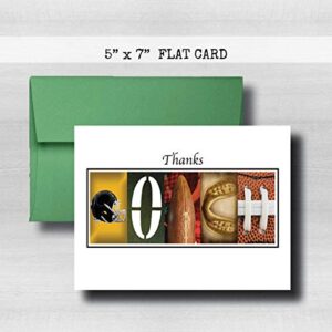 Personalized Football Coach Thank You Card, 5"x 7" Flat Card, Greeting Cards