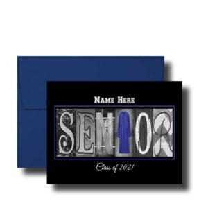 personalized senior graduation cards, congratulations, 5" x 7" flat card, class of 2021