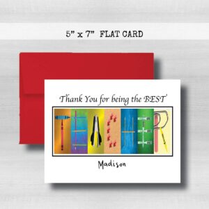 Teacher Appreciation Card, 5" x 7" FLAT CARD, Personalized with child's name