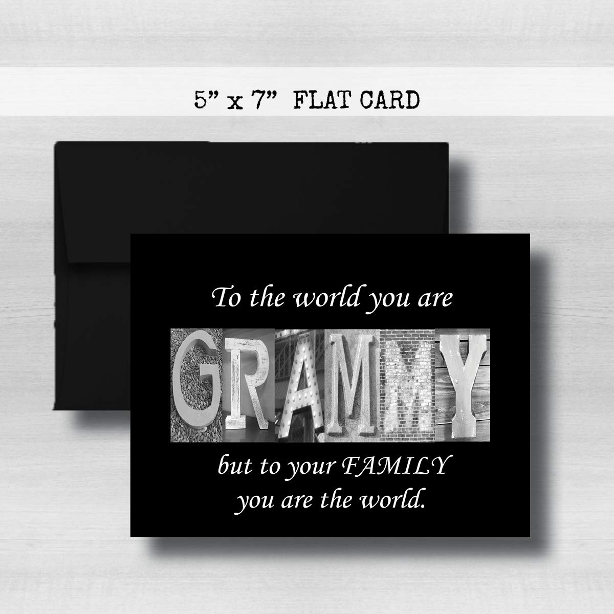 Grammy Card, 5" x 7" FLAT CARD Mother's Day Cards, To the world you are GRAMMY but to your family you are the world, Godmother