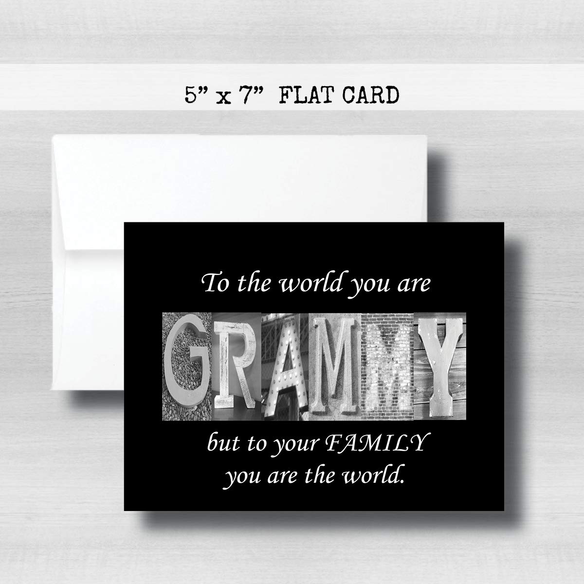 Grammy Card, 5" x 7" FLAT CARD Mother's Day Cards, To the world you are GRAMMY but to your family you are the world, Godmother